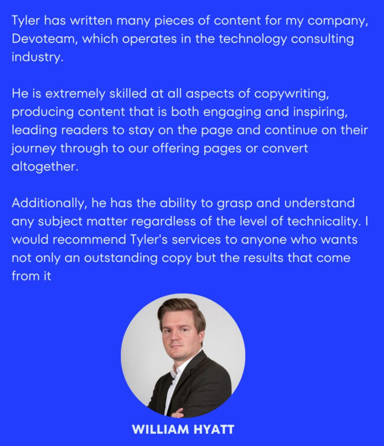 William Hyatt Testimonial